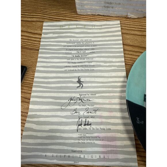 A STUDIO SESSION collector plate ELVIS PRESLEY Legend #6 Bruce Emmett 1990 - Picture 7 of 9